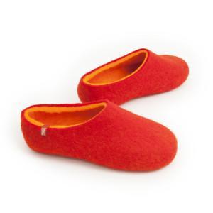 Κλειστές γυναικείες παντόφλες κόκκινο-πορτοκαλί, συλλογή DUAL RED της Wooppers -b