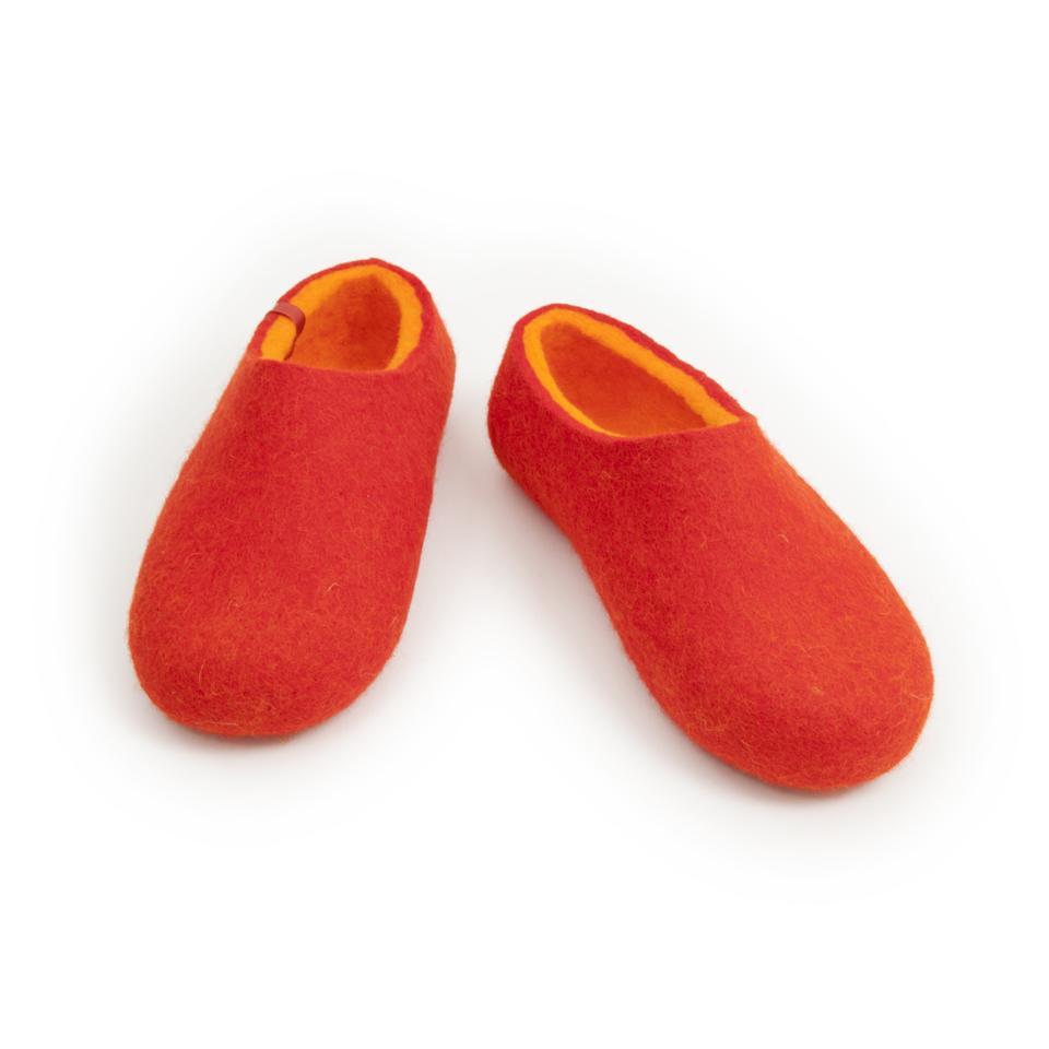 Red felted slippers - Dual red womens slippers by Wooppers