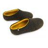 Black house shoes, DUAL BLACK yellow, for men by Wooppers -b