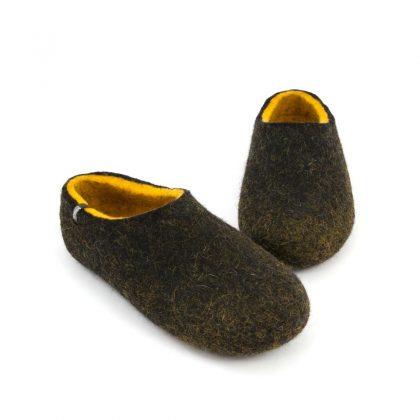Black house shoes, DUAL BLACK yellow, for men by Wooppers -d