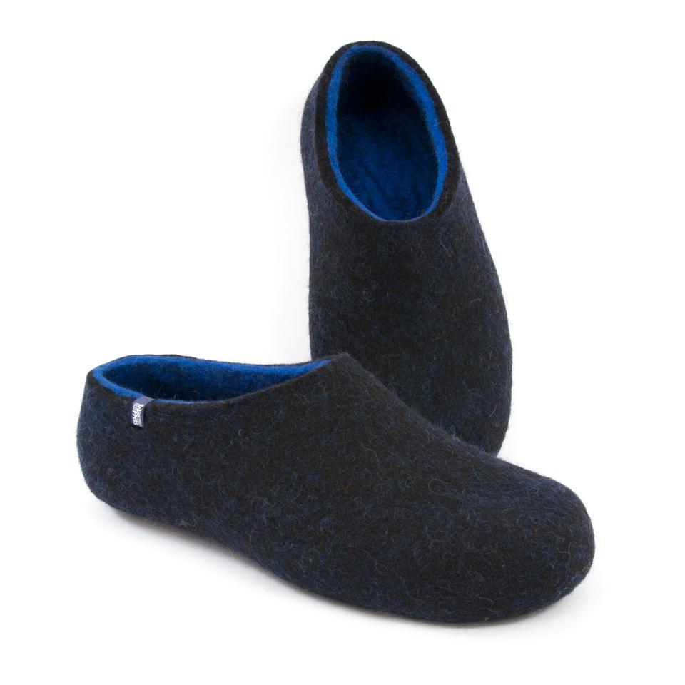 Gents slippers black and blue - DUAL BLACK collection by Wooppers