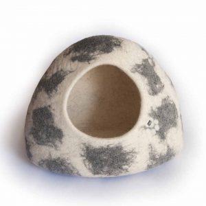 felt cat cave Igloo white with grey shades_d