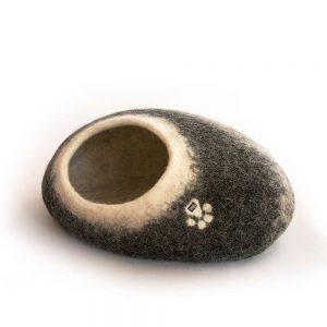 oval felt pet bed- cat cave black with white by wooppers -a
