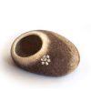 Organic cat bed - cat cave brown with white -a