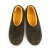 Black house shoes for men, DUAL BLACK with yellow on the inside by Wooppers -b