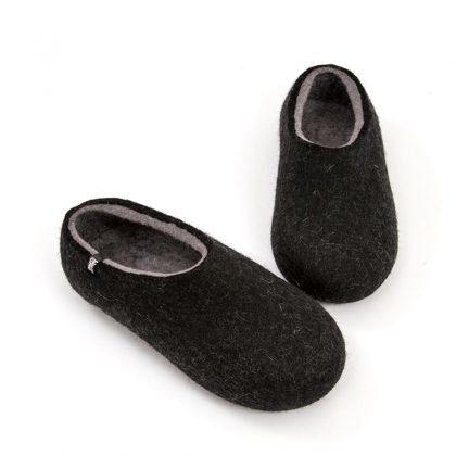 Men's black slippers, DUAL BLACK grey, by Wooppers -d