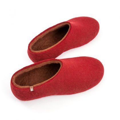Womens house slippers red-brown, DUAL RED collection by Wooppers -b