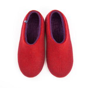Μάλλινες παντόφλες για γυναίκες σε κόκκινο-μωβ, συλλογή DUAL RED της Wooppers -a