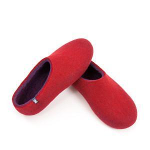 Μάλλινες παντόφλες για γυναίκες σε κόκκινο-μωβ, συλλογή DUAL RED της Wooppers -c
