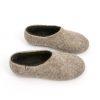 Gray wool slippers with black from DUAL Natural collection by Wooppers -e