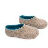 Woolen felt slippers azure blue DUAL Natural collection by Wooppers -b