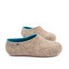 Woolen felt slippers azure blue DUAL Natural collection by Wooppers -d