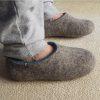 Woolen felt slippers azure blue DUAL Natural collection by Wooppers -f