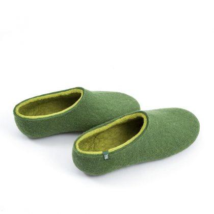 Slipper flats in lime, DUAL olive green collection by Wooppers -e