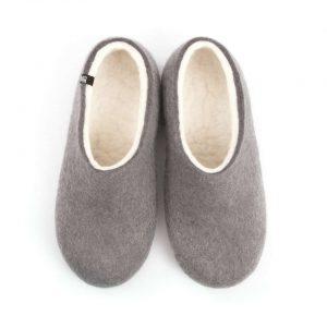 Felted men's slippers gray with white, BLISS collection by Wooppers