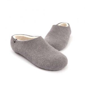 Felted men's slippers gray with white, BLISS collection by Wooppers -e