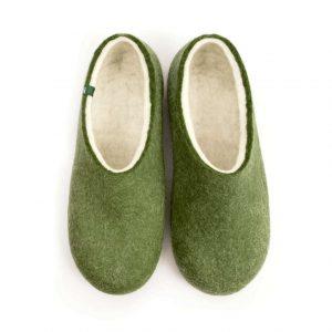 Green house slippers Olive Green with White by Wooppers