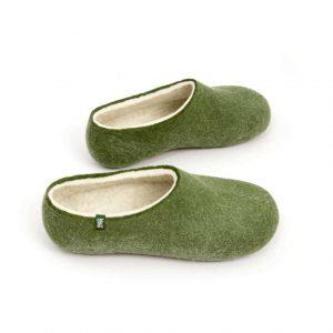 Green house slippers Olive Green with White by Wooppers -b