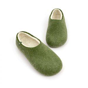 Green house slippers Olive Green with White by Wooppers -d