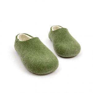 Green house slippers Olive Green with White by Wooppers -e