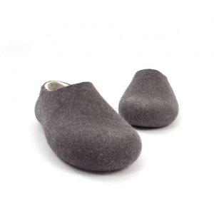 Felt house slippers dark Gray and White, BLISS collection by Wooppers -f