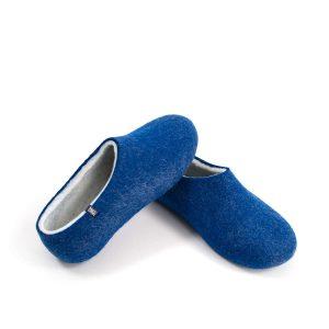 Boiled wool slippers by Wooppers in blue and white-d