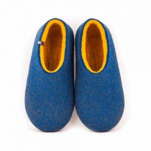 Women's wool slippers with yellow, DUAL Blue collection by Wooppers -a
