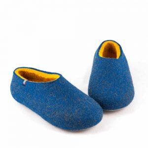 Women's wool slippers with yellow, DUAL Blue collection by Wooppers -b