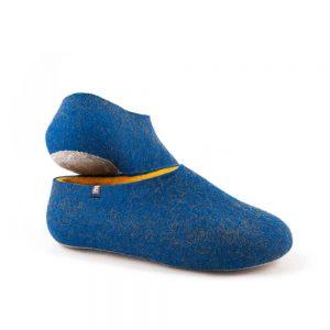 Women's wool slippers with yellow, DUAL Blue collection by Wooppers -d