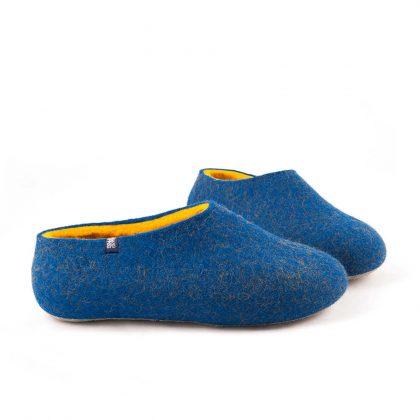 Women's wool slippers with yellow, DUAL Blue collection by Wooppers -e