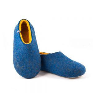 Women's wool slippers with yellow, DUAL Blue collection by Wooppers -f