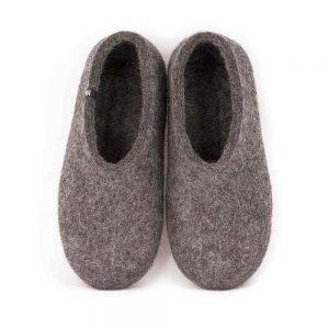 Gray felt slippers for men, BASIC collection by Wooppers -a