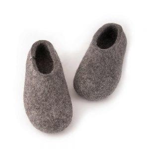 Gray felt slippers for men, BASIC collection by Wooppers -c