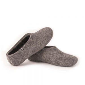 Gray felt slippers for men, BASIC collection by Wooppers -e