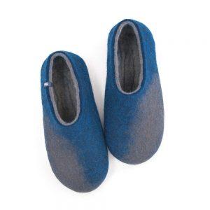 Wool felted slippers in grey-night blue, AMIGOS collection by Wooppers -a