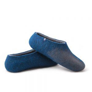 Wool felted slippers in grey-night blue, AMIGOS collection by Wooppers -c