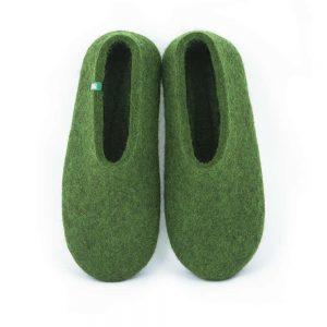 Green felt slippers for men BASIC collection by Wooppers -a