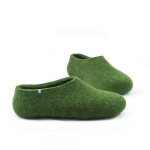 Green felt slippers for men BASIC collection by Wooppers -b