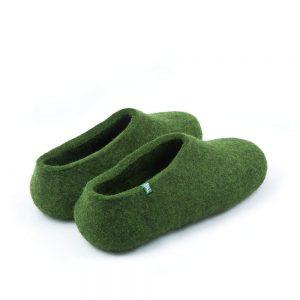 Green felt slippers for men BASIC collection by Wooppers -h