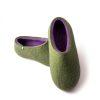 Wool shoe slippers with lilac, Dual olive green collection by Wooppers -d