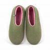 Shoe slippers olive green with pink by Wooppers
