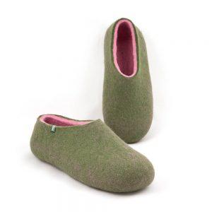 Shoe slippers pink, DUAL olive green collection by Wooppers -b