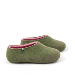 Shoe slippers pink, DUAL olive green collection by Wooppers -c