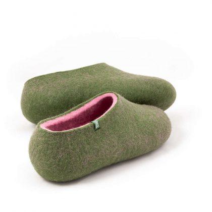 Shoe slippers pink, DUAL olive green collection by Wooppers -e