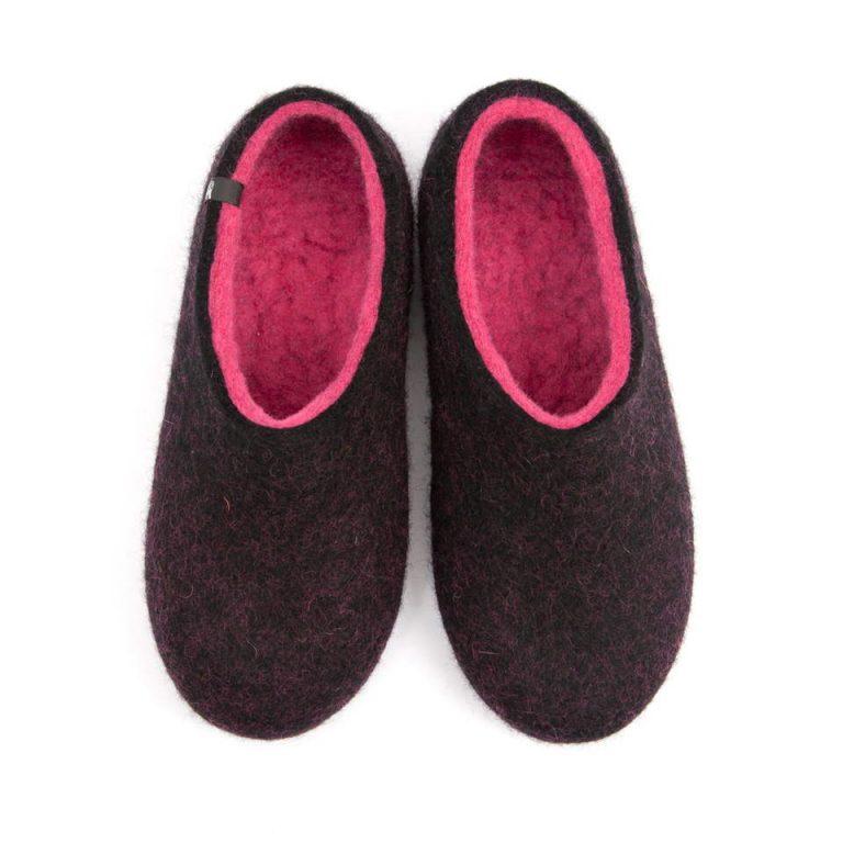 Women's house slippers DUAL BLACK red by Wooppers