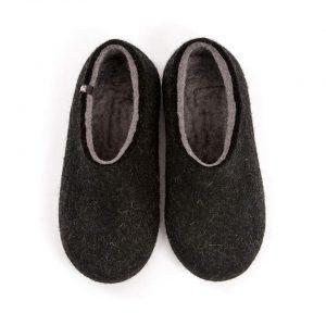 Black slippers, DUAL Black grey by Wooppers -a