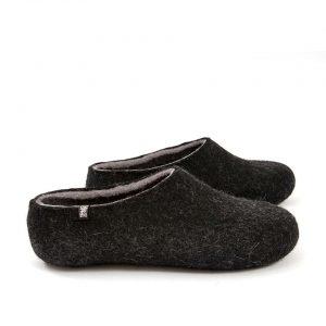 Black slippers, DUAL Black grey by Wooppers -b