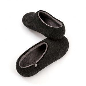 Black slippers, DUAL Black grey by Wooppers -e