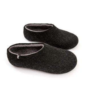 Black slippers, DUAL Black grey by Wooppers -f