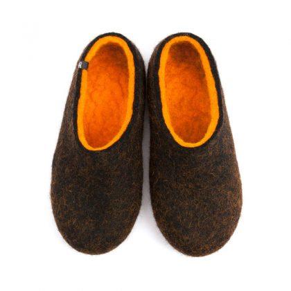 Black winter slippers, DUAL Black orange by Wooppers -a
